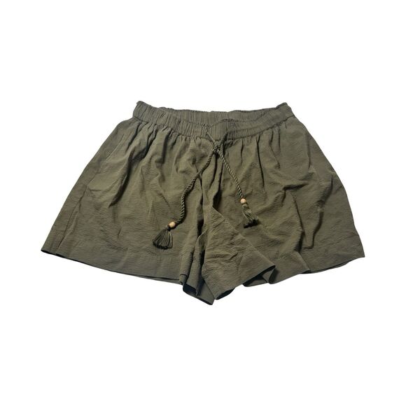 FAHERTY Marina Seersucker Short Olive Green Organic Cotton Relaxed Boho‎ - Picture 2 of 6